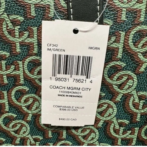 Authentic Green Coach  Tote💯 👜 BAG🌟 - Picture 5 of 5